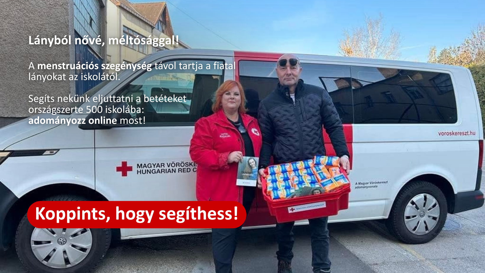Magyar Vöröskereszt Lányból nővé adomány adományozás támogatás segítségnyújtás jótékonyság menstruációs szegénység